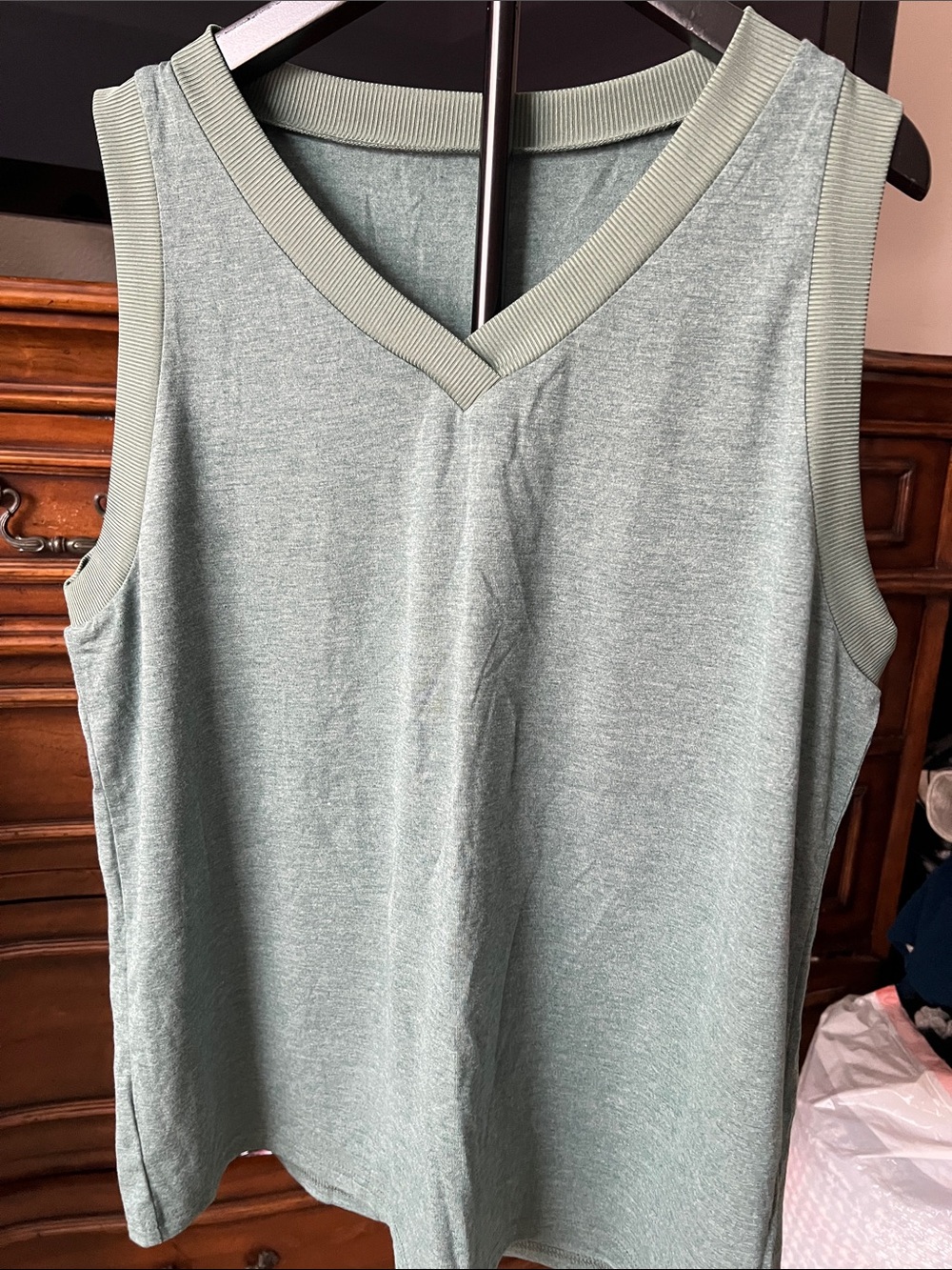 Women’s V-Neck Tank Top in Sage Green